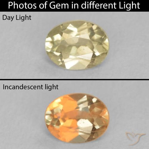 0.36ct طبيعي أصفر فاتح دياسبور متغير اللون, بيضوي, قليلا جدا