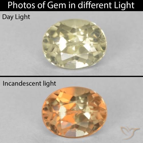 0.40ct طبيعي أصفر فاتح دياسبور متغير اللون, بيضوي, قليلا جدا