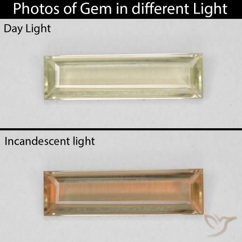 0.93ct طبيعي أصفر فاتح دياسبور متغير اللون, باجيت, VVS-VS