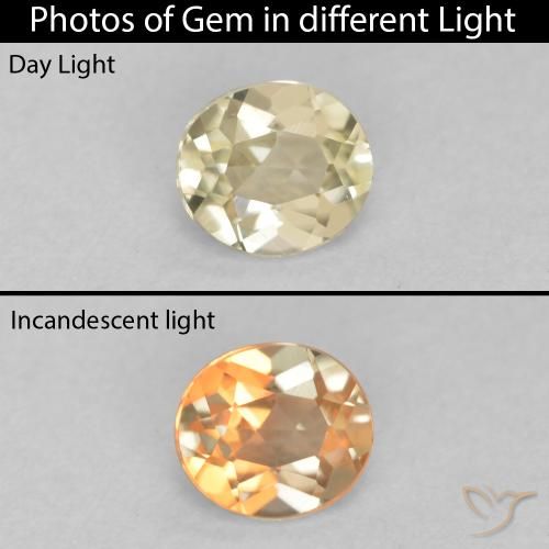 0.34ct طبيعي أصفر فاتح دياسبور متغير اللون, بيضوي, VVS-VS