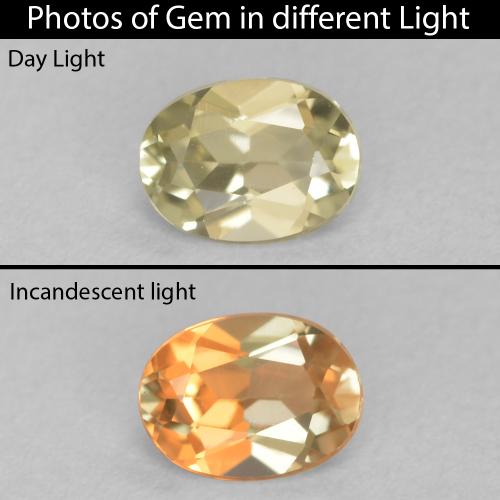 0.46ct طبيعي أصفر رقيق دياسبور متغير اللون, بيضوي, VVS-VS