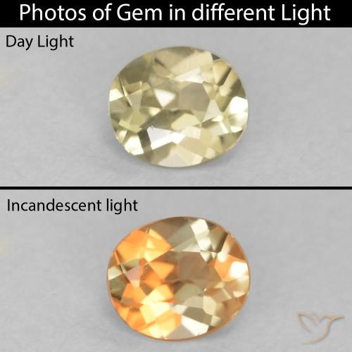 0.34ct طبيعي أصفر فاتح دياسبور متغير اللون, بيضوي, VVS-VS