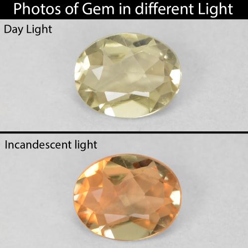 0.38ct طبيعي أصفر فاتح دياسبور متغير اللون, بيضوي, VVS-VS