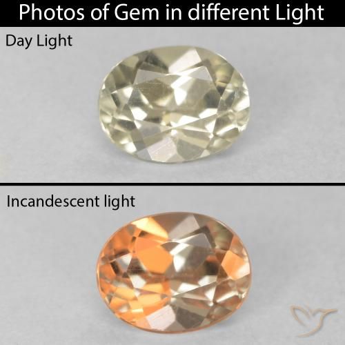 0.53ct طبيعي أصفر رقيق دياسبور متغير اللون, بيضوي, VVS-VS