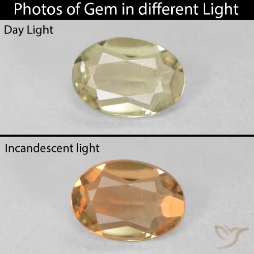 0.36ct طبيعي أصفر فاتح دياسبور متغير اللون, بيضوي, VVS-VS