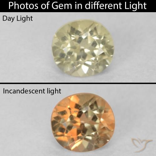 0.39ct طبيعي أصفر رقيق دياسبور متغير اللون, بيضوي, VVS-VS