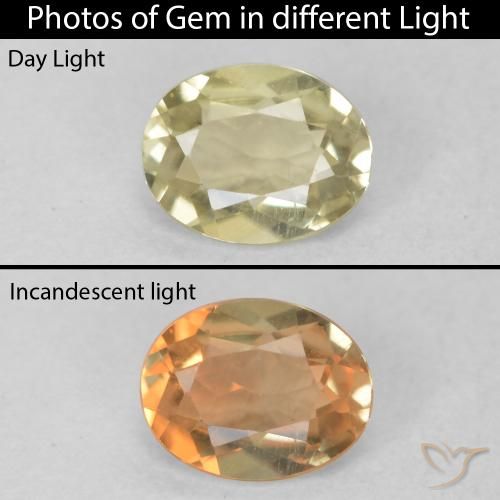 0.51ct طبيعي أصفر رقيق دياسبور متغير اللون, بيضوي, VVS-VS