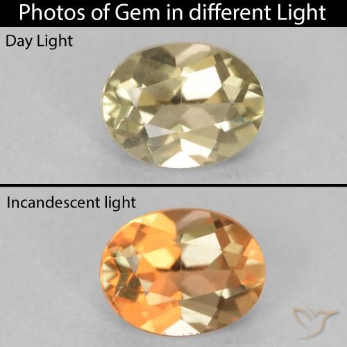 0.66ct طبيعي أصفر دافئ دياسبور متغير اللون, بيضوي, VVS-VS