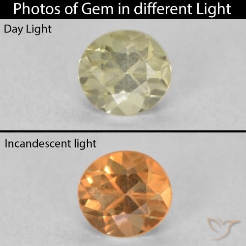 0.49ct طبيعي أصفر فاتح دياسبور متغير اللون, بيضوي, VVS-VS