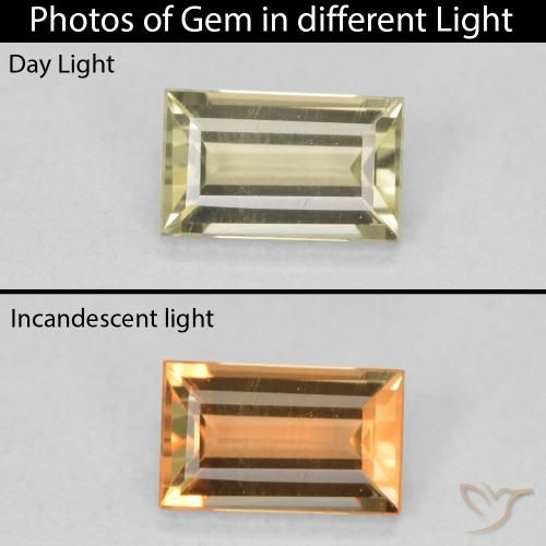 0.86ct طبيعي أصفر فاتح دياسبور متغير اللون, باجيت, VVS-VS
