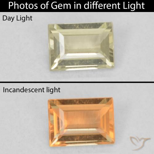 0.46ct طبيعي أصفر رقيق دياسبور متغير اللون, باجيت, VVS-VS