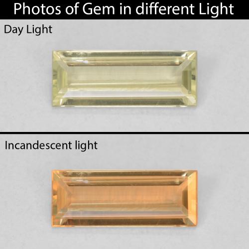 0.69ct طبيعي أصفر فاتح دياسبور متغير اللون, باجيت, VVS-VS