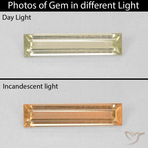 0.79ct طبيعي أصفر فاتح دياسبور متغير اللون, باجيت, VVS-VS