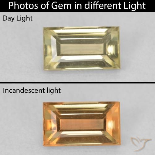0.77ct طبيعي أصفر فاتح دياسبور متغير اللون, باجيت, VVS-VS