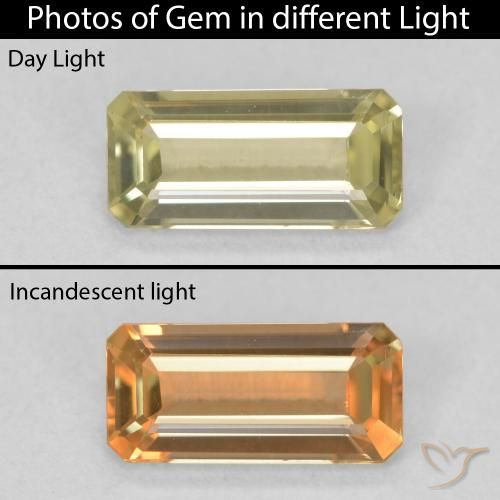 0.90ct طبيعي أصفر فاتح دياسبور متغير اللون, قص الزمرد, قليلا جدا