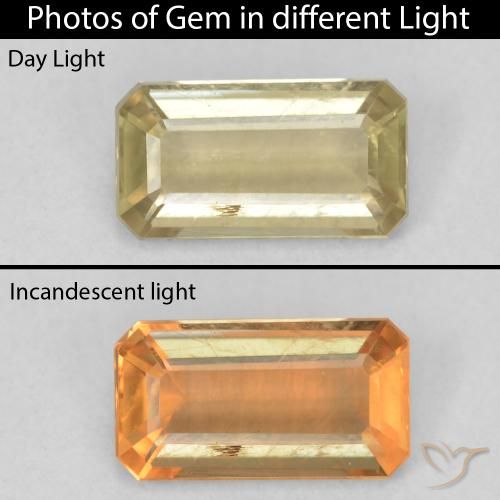 1.23ct طبيعي أصفر فاتح دياسبور متغير اللون, قص الزمرد, VS-SI