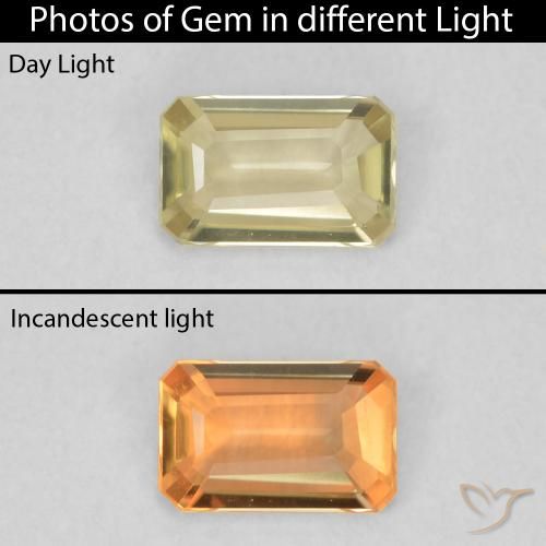 0.28ct طبيعي أصفر فاتح دياسبور متغير اللون, قص الزمرد, VVS-VS