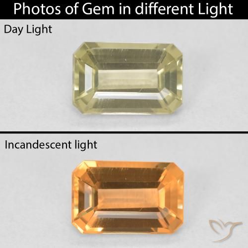 1.10ct طبيعي أصفر فاتح دياسبور متغير اللون, قص الزمرد, VVS-VS