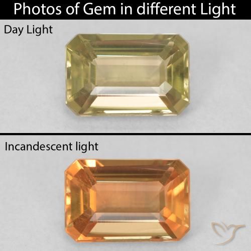 1.14ct طبيعي أصفر ذهبي دياسبور متغير اللون, قص الزمرد, VVS-VS