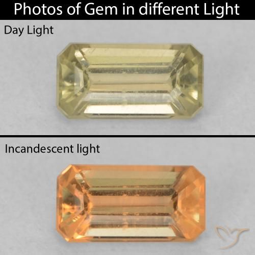 0.45ct طبيعي أصفر فاتح دياسبور متغير اللون, قص الزمرد, VVS-VS