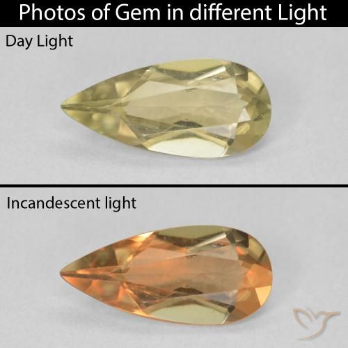 1.70ct طبيعي أصفر باهت دياسبور متغير اللون, شكل الكمثرى, VVS-VS