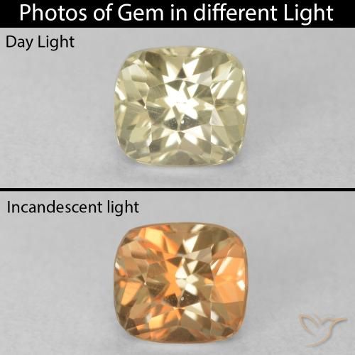 0.67ct طبيعي أصفر فاتح دياسبور متغير اللون, وسادة, VVS-VS
