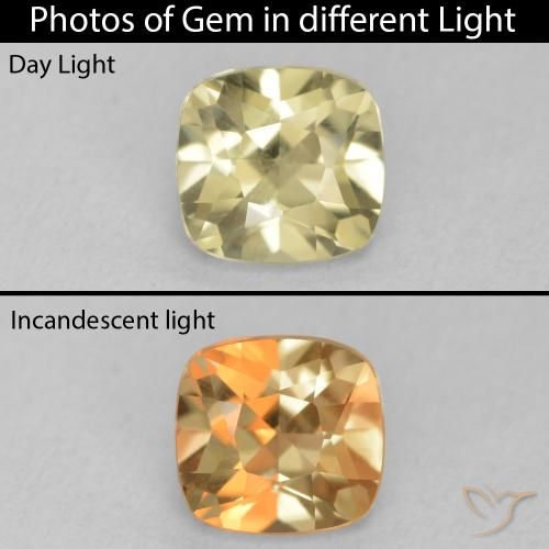 0.98ct طبيعي أصفر رقيق دياسبور متغير اللون, وسادة, VVS-VS