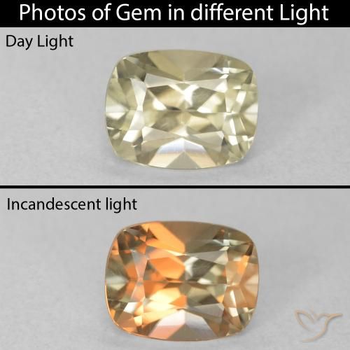 0.86ct طبيعي بيج أصفر دياسبور متغير اللون, وسادة, VVS-VS