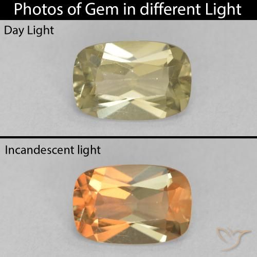 1.51ct طبيعي أصفر دافئ دياسبور متغير اللون, وسادة, VVS-VS