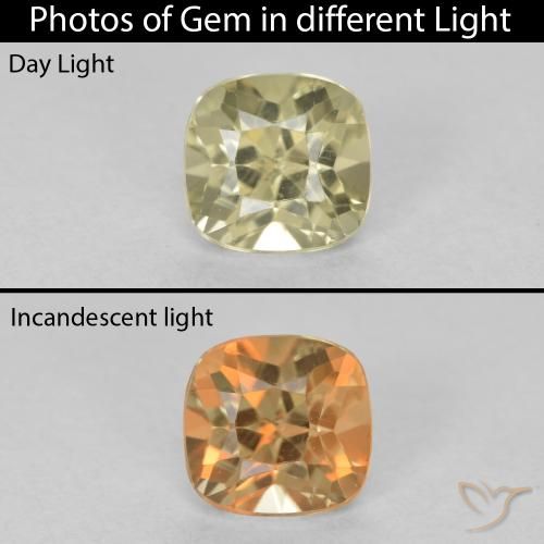 0.93ct طبيعي أصفر فاتح دياسبور متغير اللون, وسادة, VVS-VS