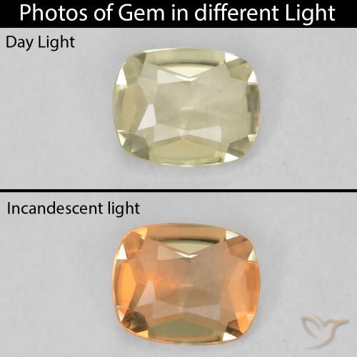 0.41ct طبيعي أصفر فاتح دياسبور متغير اللون, وسادة, VVS-VS