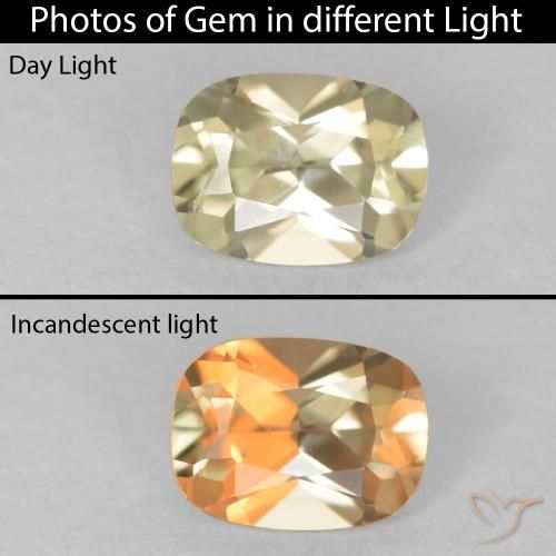 0.48ct طبيعي أصفر فاتح دياسبور متغير اللون, وسادة, VVS-VS