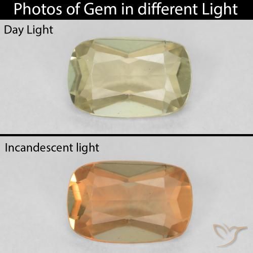 0.59ct طبيعي أصفر فاتح دياسبور متغير اللون, وسادة, VVS-VS