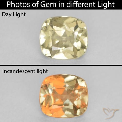 0.69ct طبيعي أصفر فاتح دياسبور متغير اللون, وسادة, VVS-VS