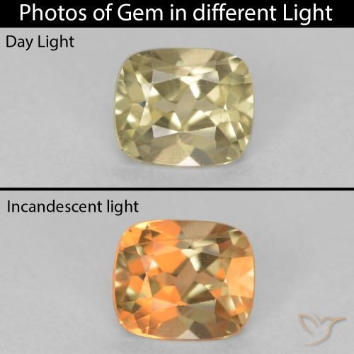 0.63ct طبيعي أصفر فاتح دياسبور متغير اللون, وسادة, VVS-VS