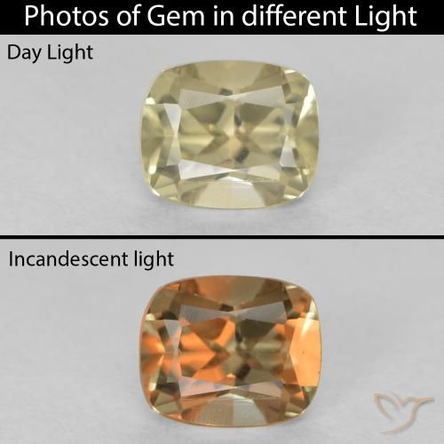 0.71ct طبيعي أصف فاتح جدا دياسبور متغير اللون, وسادة, VVS-VS