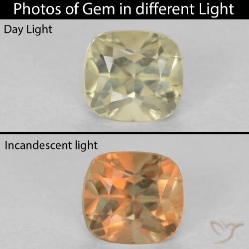 0.64ct طبيعي أصف فاتح جدا دياسبور متغير اللون, وسادة, VVS-VS