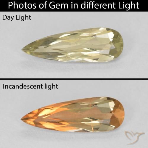 1.22ct طبيعي أصفر متوسط دياسبور متغير اللون, شكل الكمثرى, VVS-VS