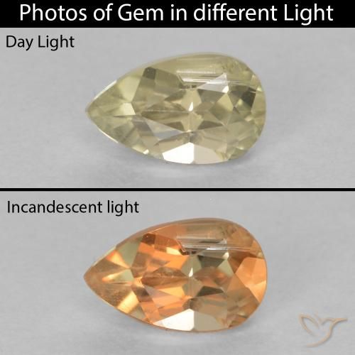 0.41ct طبيعي أصفر متوسط دياسبور متغير اللون, شكل الكمثرى, قليلا جدا