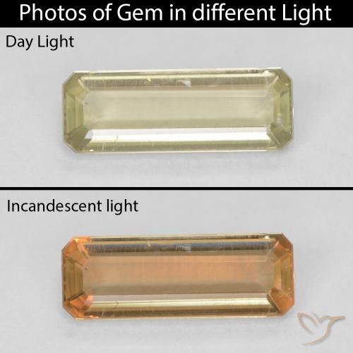 1.40ct طبيعي أصفر رقيق دياسبور متغير اللون, قص الزمرد, قليلا جدا