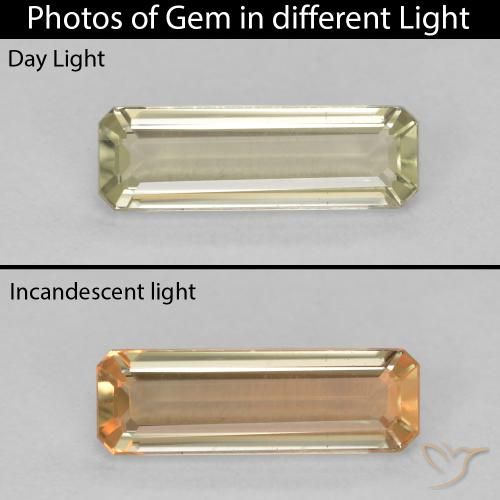1.33ct طبيعي أصفر فاتح دياسبور متغير اللون, قص الزمرد, VVS-VS