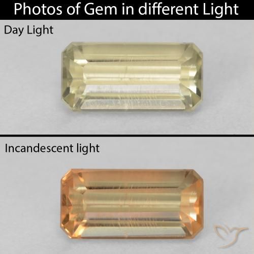 1.06ct طبيعي أصفر فاتح دياسبور متغير اللون, قص الزمرد, VVS-VS