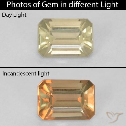 0.86ct طبيعي أصفر رقيق دياسبور متغير اللون, قص الزمرد, VVS-VS