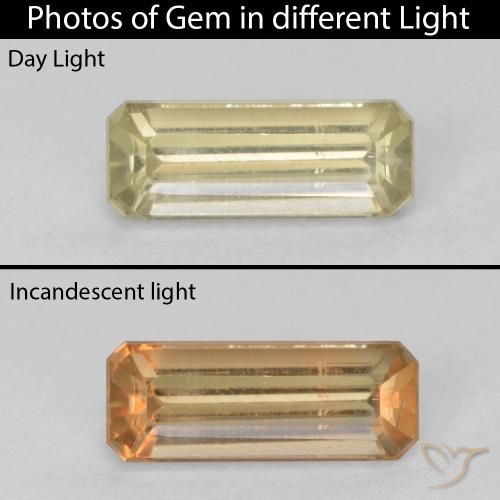 1.12ct طبيعي أصفر رقيق دياسبور متغير اللون, قص الزمرد, VVS-VS