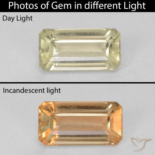1.34ct طبيعي أصفر رقيق دياسبور متغير اللون, قص الزمرد, VVS-VS