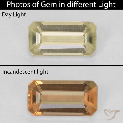 0.55ct طبيعي أصفر رقيق دياسبور متغير اللون, قص الزمرد, VVS