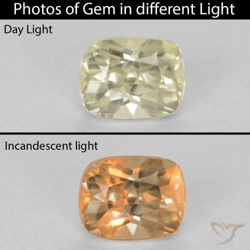 0.73ct طبيعي أصفر فاتح دياسبور متغير اللون, وسادة, قليلا جدا