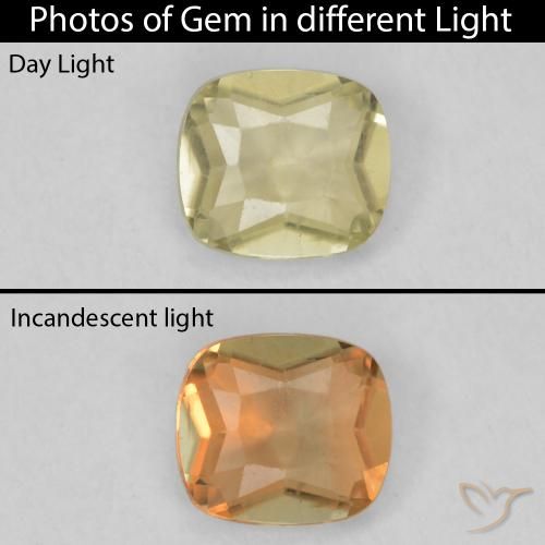 0.49ct طبيعي أصفر رقيق دياسبور متغير اللون, وسادة, قليلا جدا