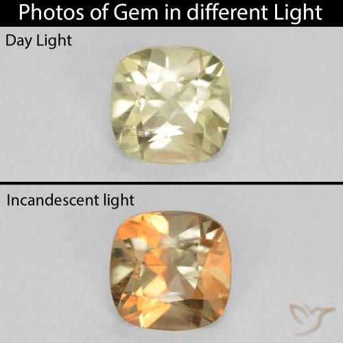 0.75ct طبيعي أصفر فاتح دياسبور متغير اللون, وسادة, قليلا جدا