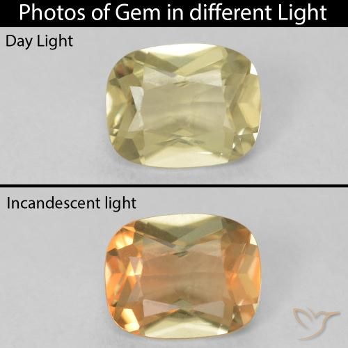 0.77ct طبيعي أصفر فاتح دياسبور متغير اللون, وسادة, قليلا جدا